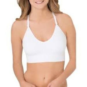 Fruit Of The Loom Womens White Scoop Neck Racerback Strappy Sport Bra Size 32